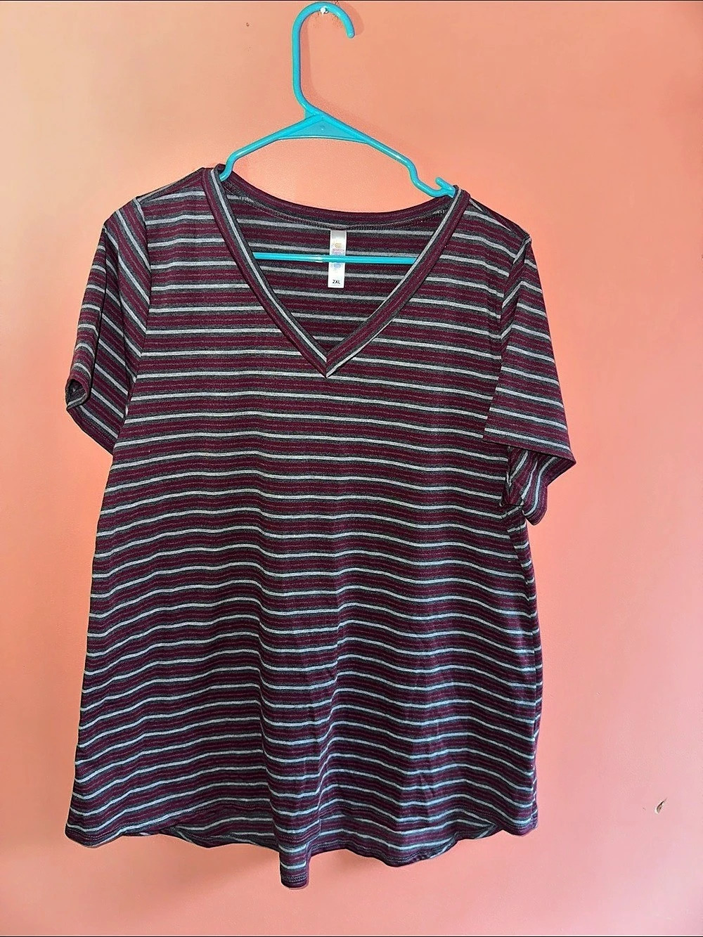 Old Navy Striped Short Sleeve Top in Purple & Gray Size 2XL new never worn
